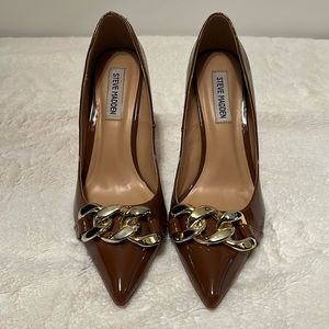 Steve Madden Zilda Cognac Patent Leather Stiletto Pump, Size 8.5